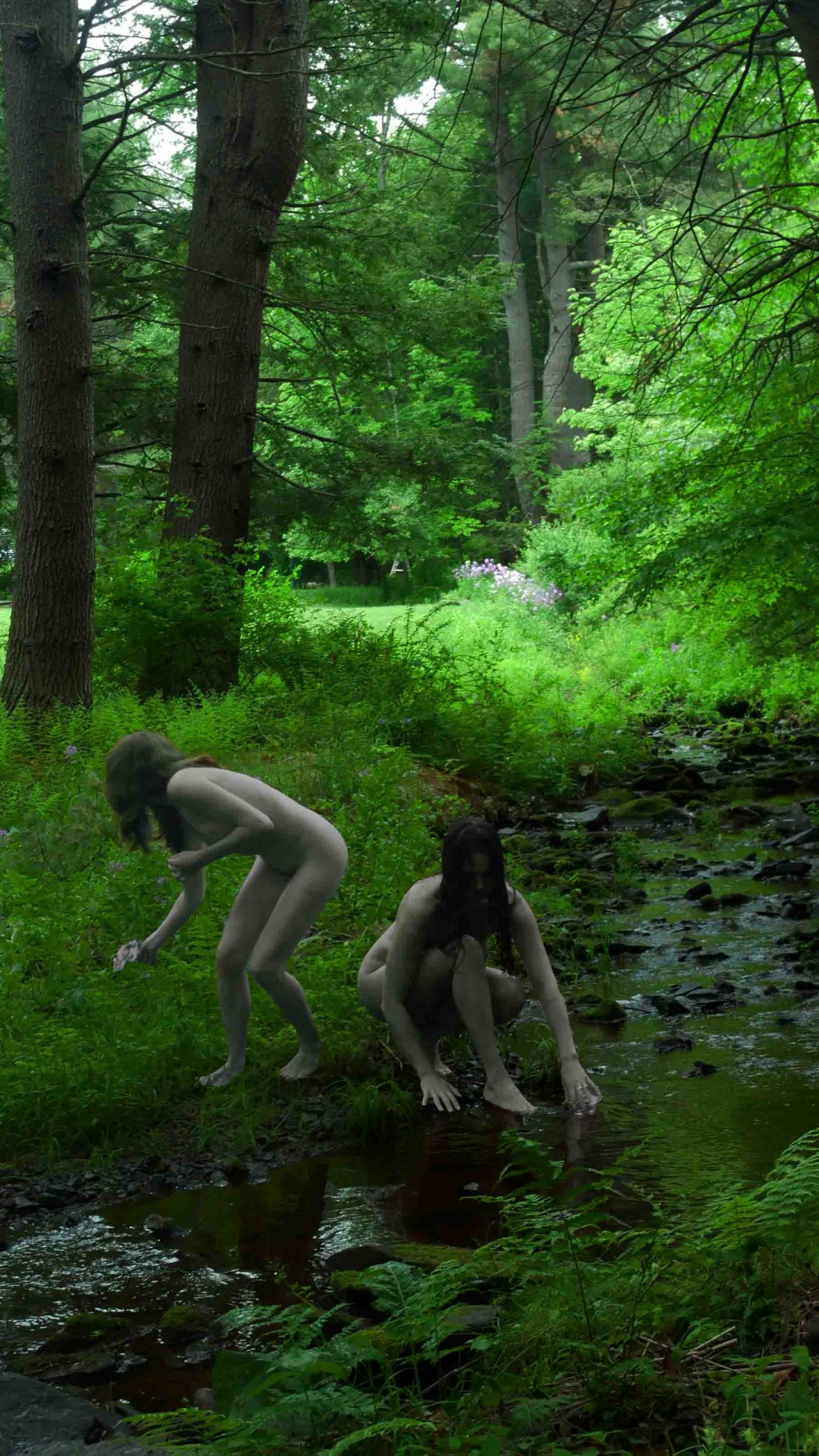 Elsa and Sasha by a Stream (2)