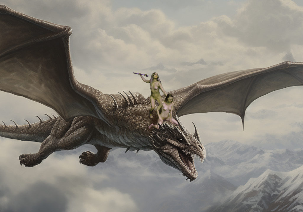 Liv and Violet riding on Dragon 3